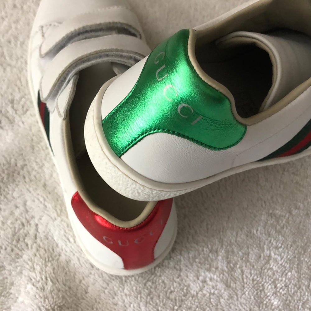 Authenic White Leather Gucci Kids Shoes